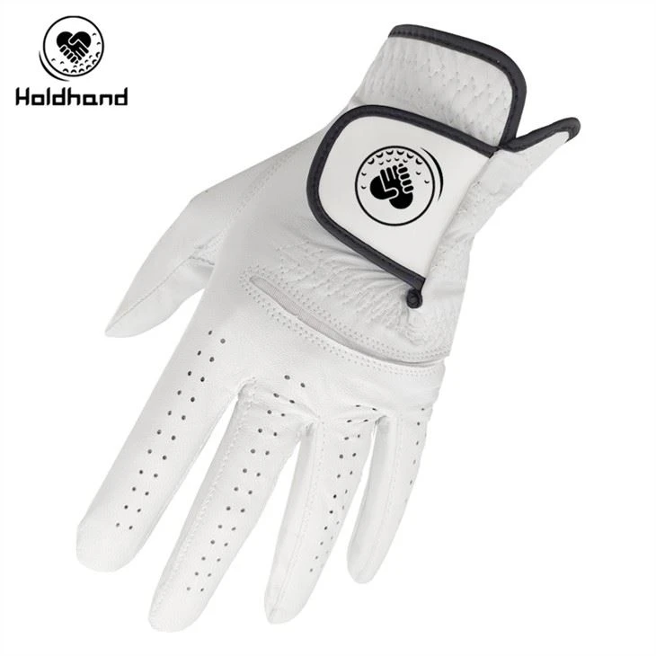 High Quality Durable Full Cabretta Golf Gloves Black Color OEM Logo