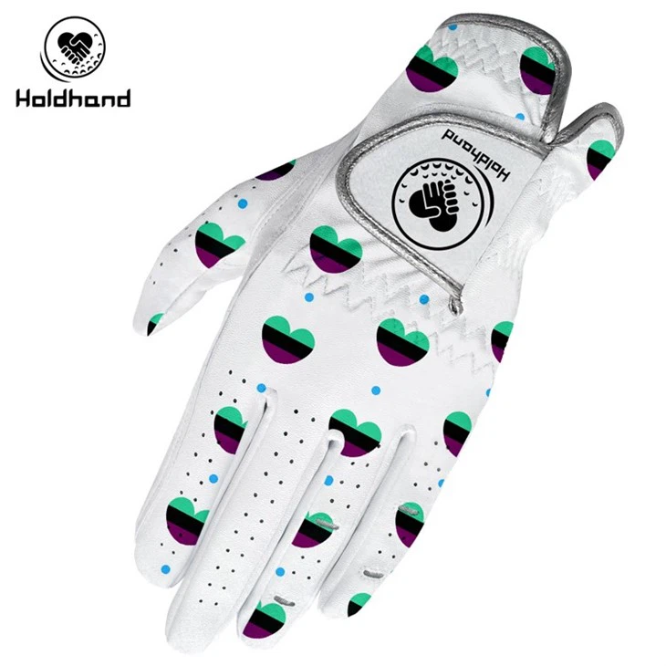 Custom Design Manufacture High Quality PU Leather Woman Fit Printing Golf Gloves